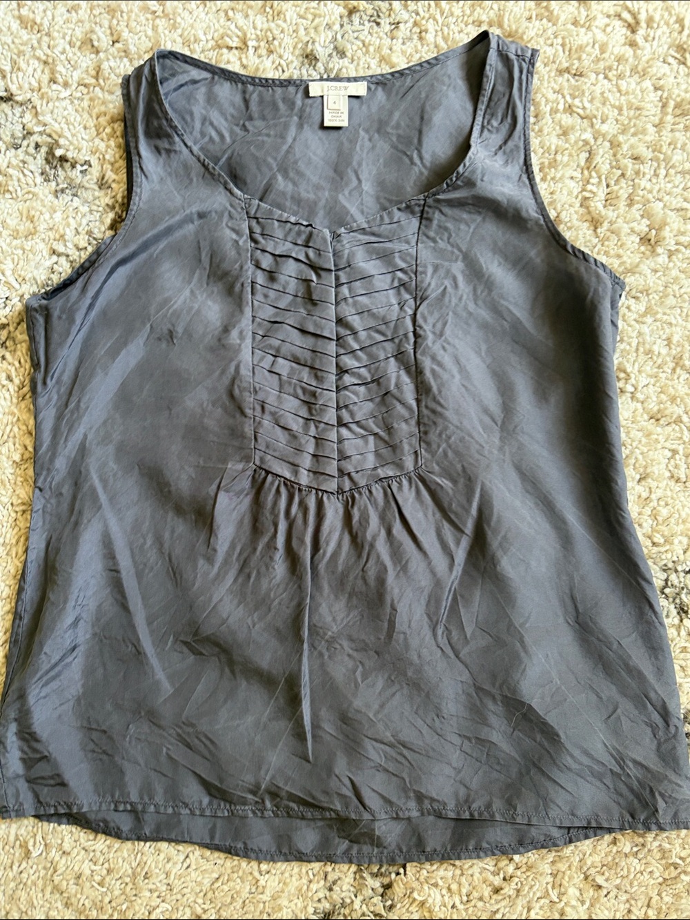J. Crew Slate Gray Pintuck Sleeveless Camisole